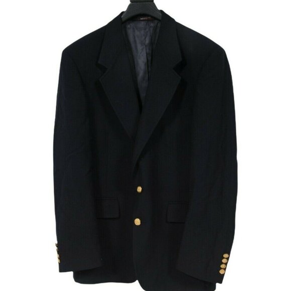Evan Picone Men Sport Coat 38 R Medium Blue Wool Gold Two Button Blazer Jacket - Picture 1 of 8